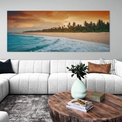 Painting Landscape Sea Colorful Sky And Palm Trees On Tropical Beach At Sunset seal28 canvas print 