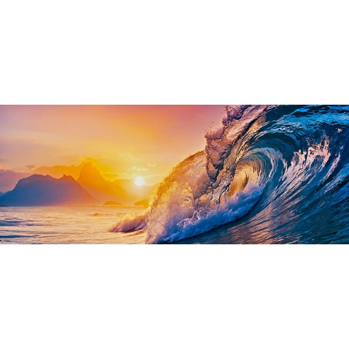 Painting Sea Landscape Waves At Sunset With Mountain View seal32 canvas print 