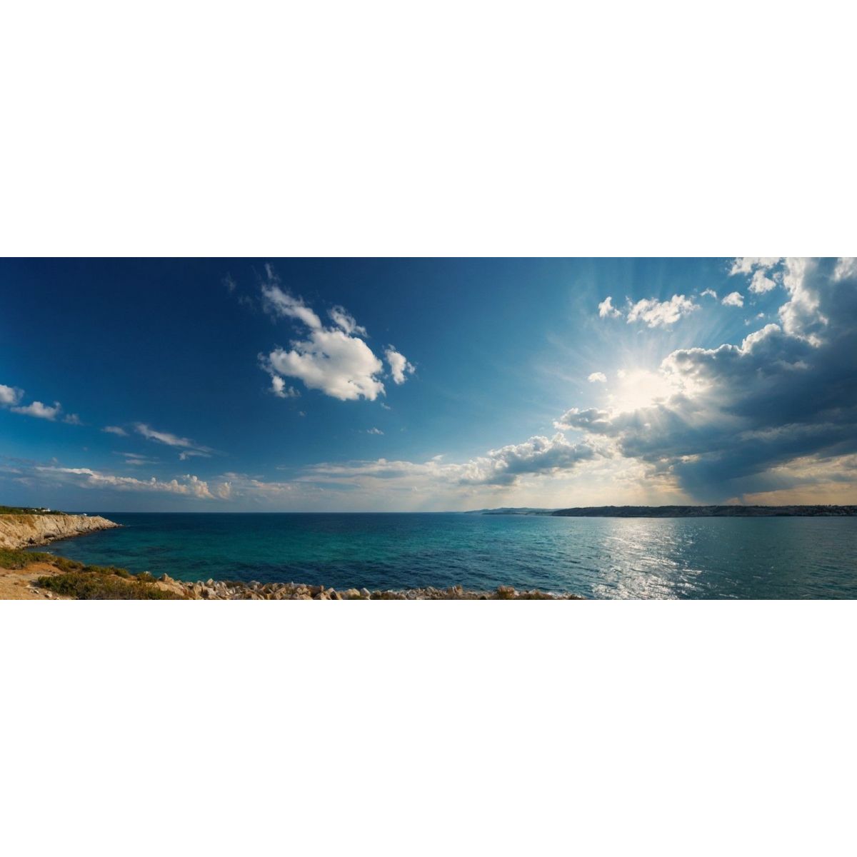 Rocky Coast Sea Landscape Painting With Crystal Clear Waters And Sun seal38 canvas print 