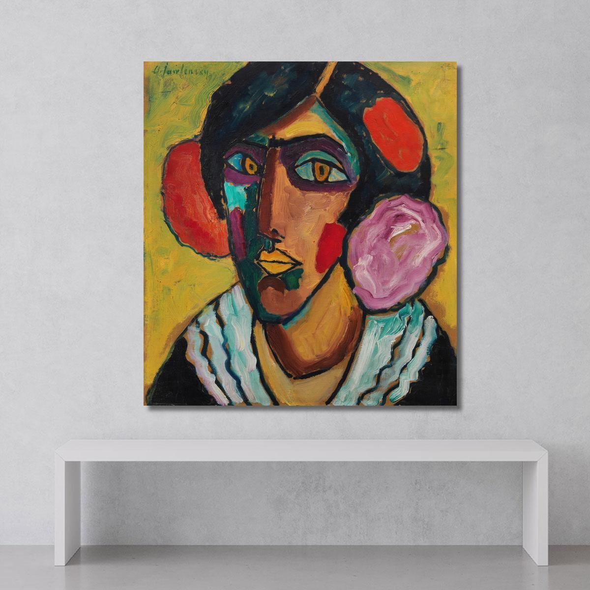 Woman'S Head With Flowers In Her Hair Alexej von Jawlensky avj31 canvas print 