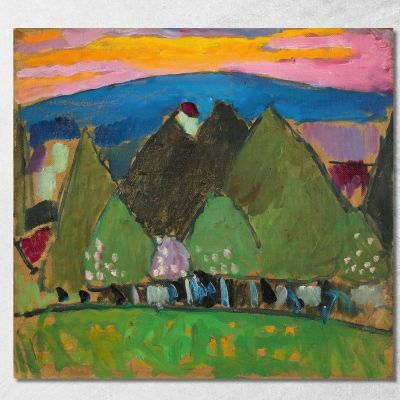 Landscape With Trees Alexej von Jawlensky, avj49 ภาพพิมพ์บนผ้าใบแคนวาส