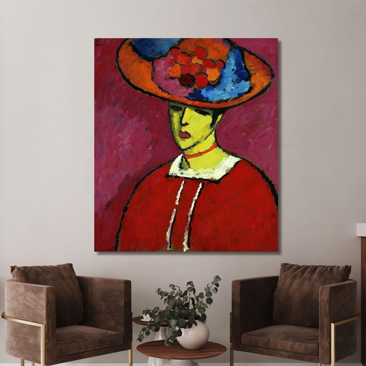 Schokko With Wide-Brimmed Hat Alexej von Jawlensky avj84 canvas print 