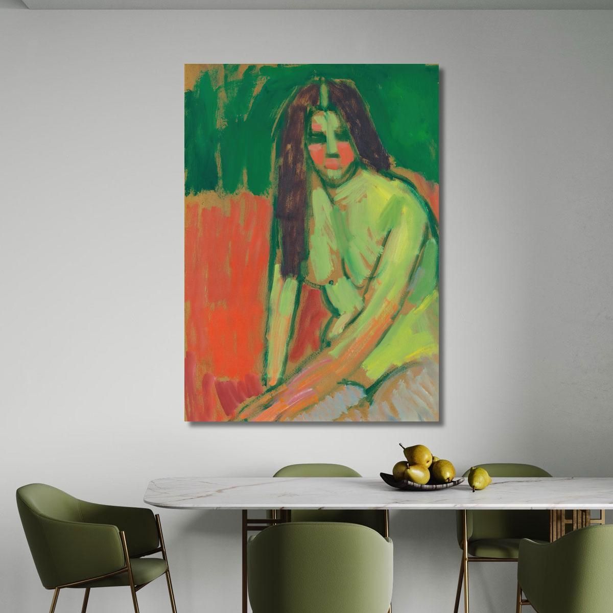 Half-Nude Figure With Long Hair Sitting Bent Alexej von Jawlensky avj88 canvas print 