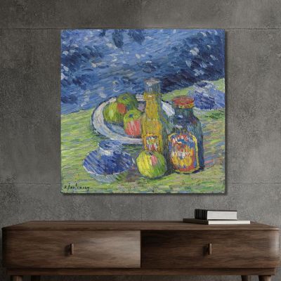 Still Life With Bottles And Fruit Alexej von Jawlensky avj96 canvas print 