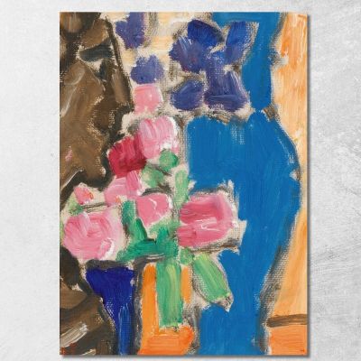 Still Life Flower Still Life With Vase And Figure Semi-Profile Alexej von Jawlensky avj100 canvas print 