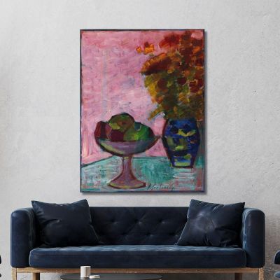 Still Life With Fruit Bowl And Flower Vase Alexej von Jawlensky avj108 canvas print 