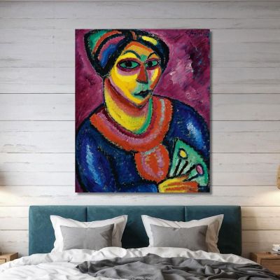 Woman With A Green Fan Alexej von Jawlensky avj131 canvas print 