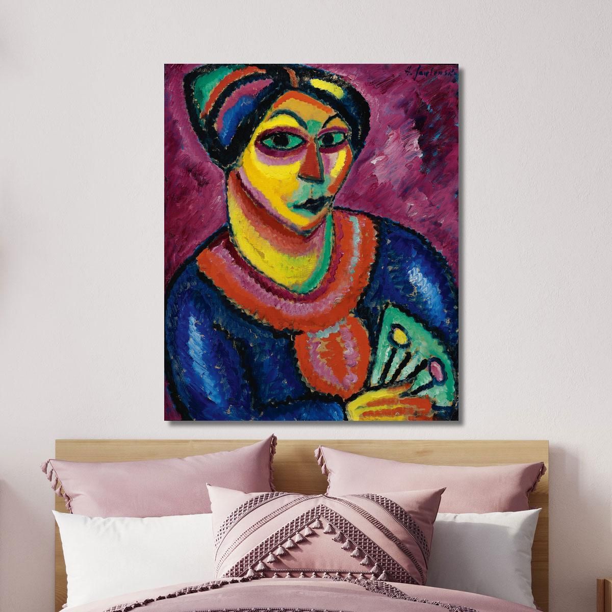 Woman With A Green Fan Alexej von Jawlensky avj131 canvas print 