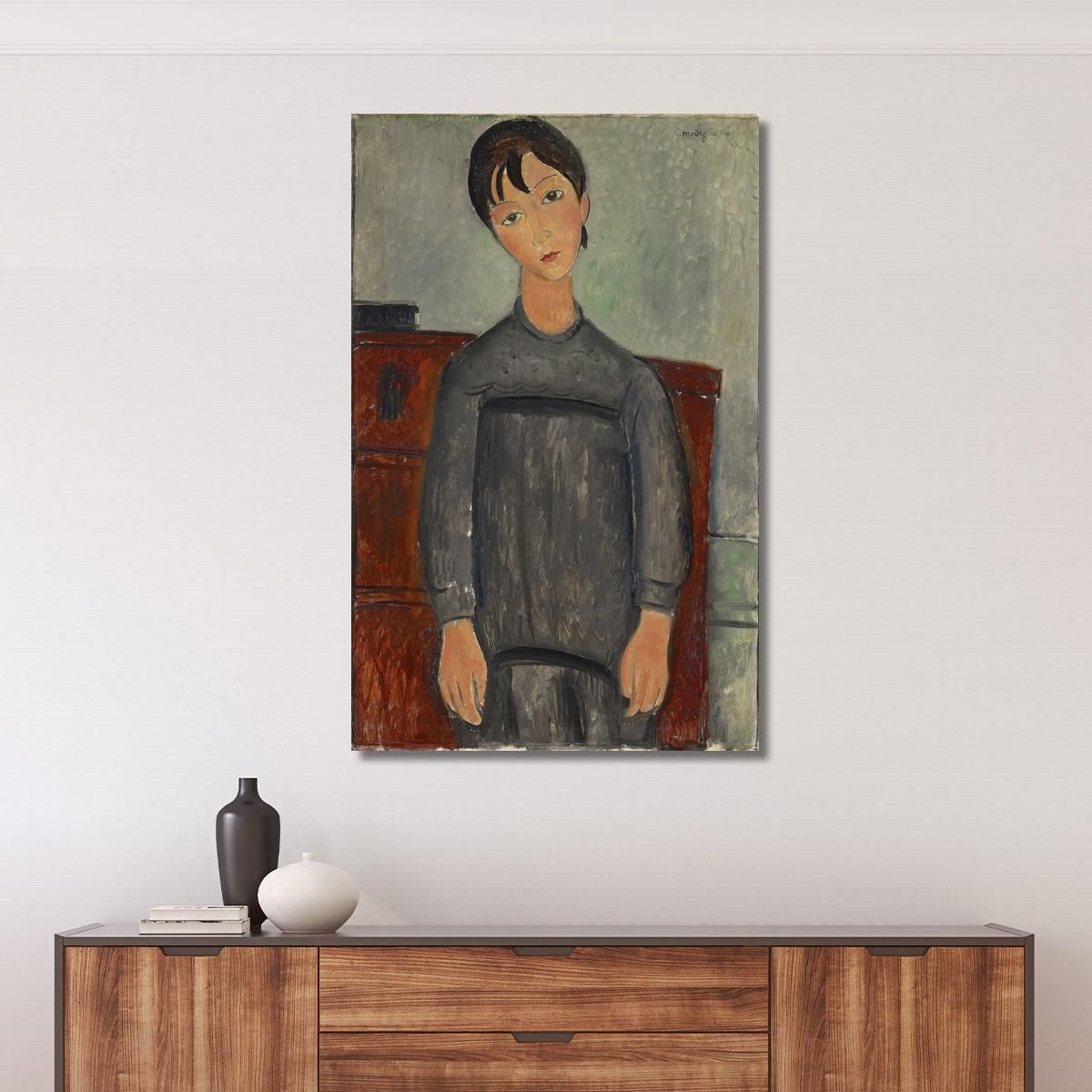 Girl Standing In Black Pinafore Amedeo Modigliani amd18 canvas print 