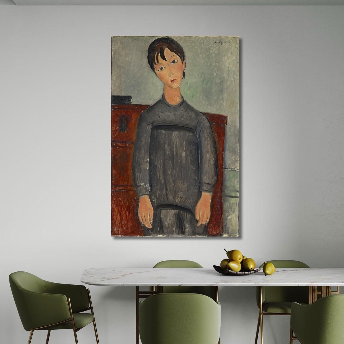 Girl Standing In Black Pinafore Amedeo Modigliani amd18 canvas print 