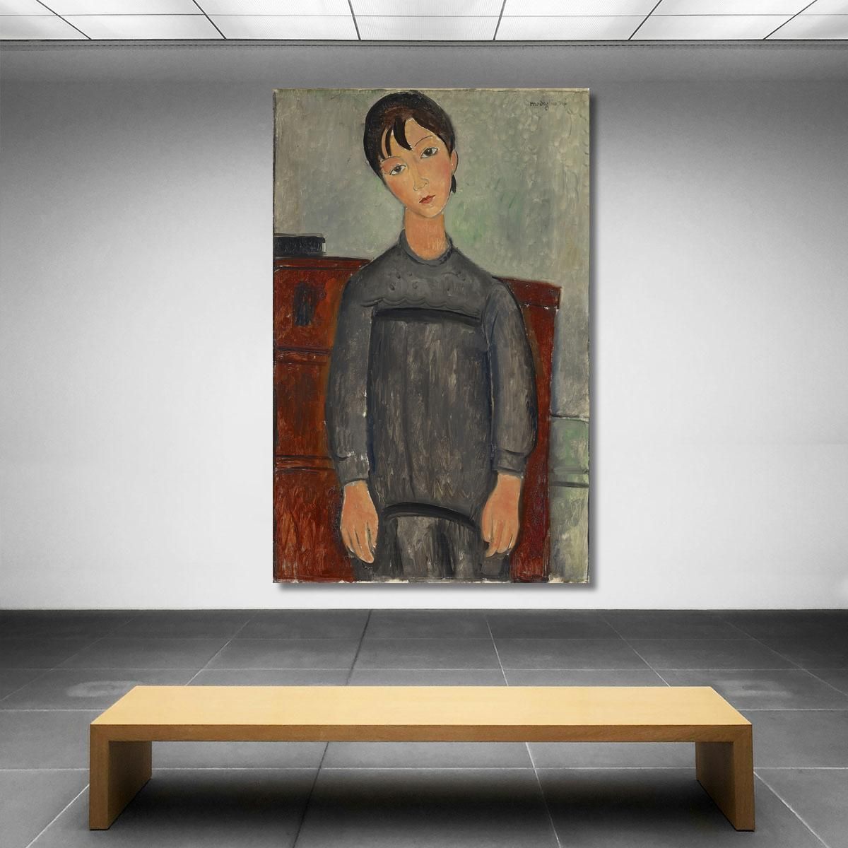 Girl Standing In Black Pinafore Amedeo Modigliani amd18 canvas print 