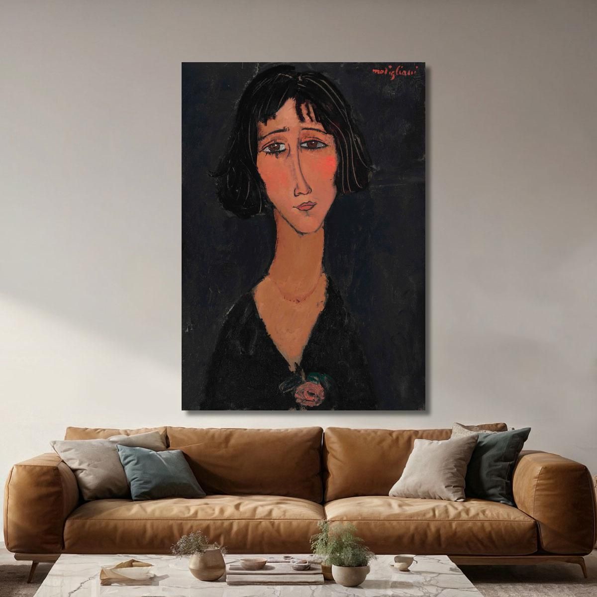 Young Woman With The Margherita Rose Amedeo Modigliani amd25 canvas print 