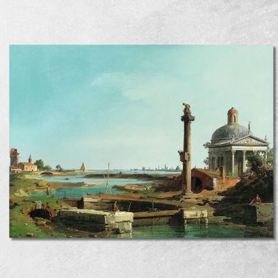 A Lock A Column And A Church Beside A Lagoon Canaletto cnl2 canvas print 