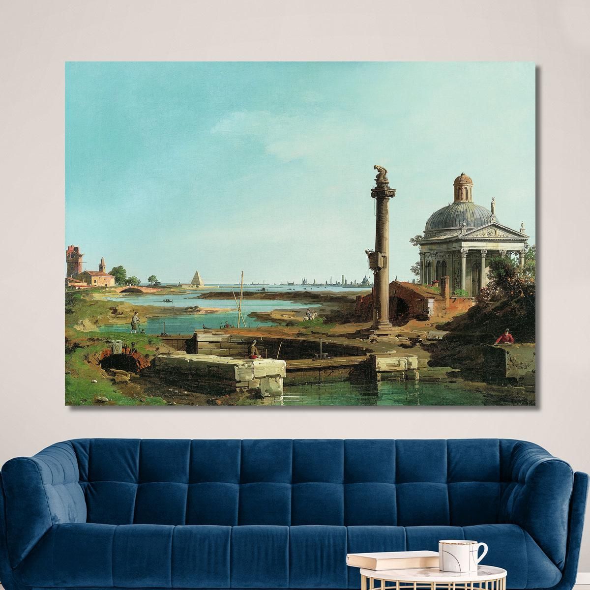 A Lock A Column And A Church Beside A Lagoon Canaletto cnl2 canvas print 