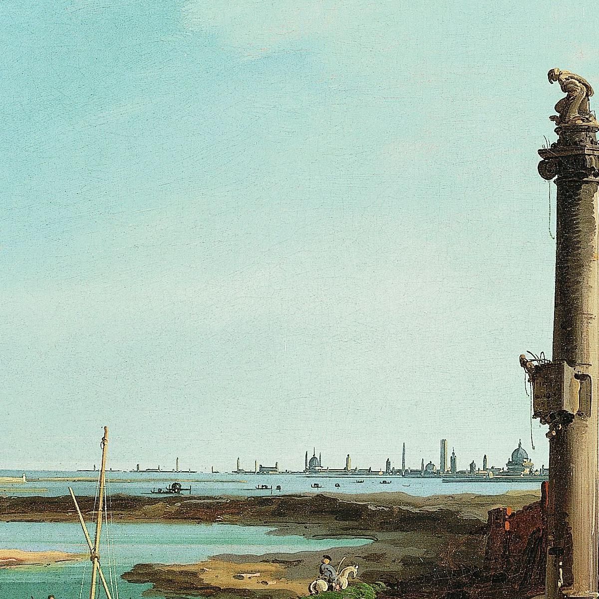A Lock A Column And A Church Beside A Lagoon Canaletto cnl2 canvas print