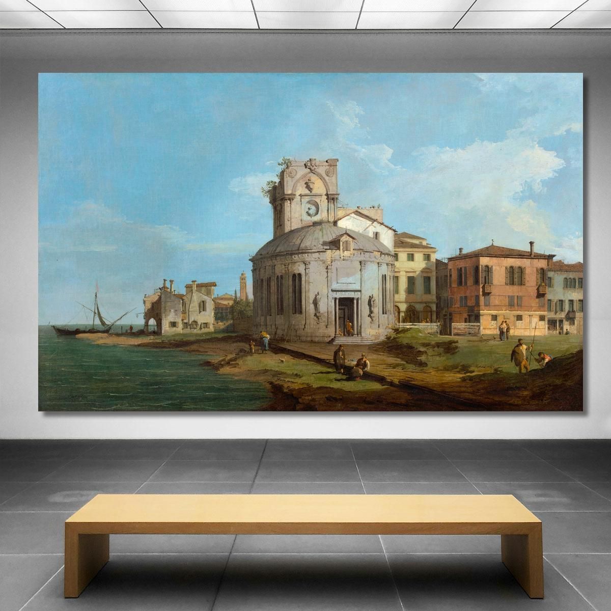 A Venetian Capriccio With An Oval Church By The Lagoon Canaletto cnl3 canvas print 