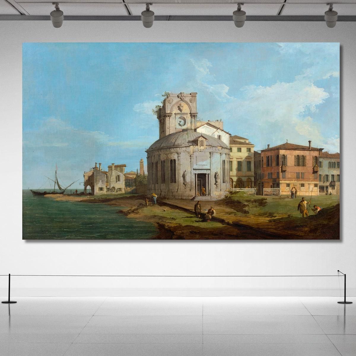 A Venetian Capriccio With An Oval Church By The Lagoon Canaletto cnl3 canvas print 