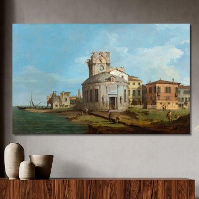 A Venetian Capriccio With An Oval Church By The Lagoon Canaletto cnl3 canvas print 