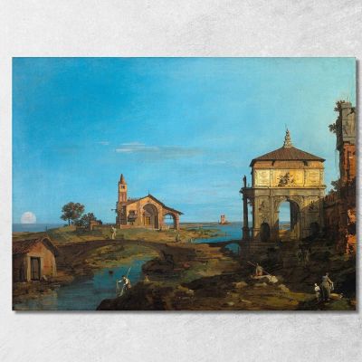 An Island In The Lagoon With A Gateway And A Church Canaletto cnl5 canvas print 