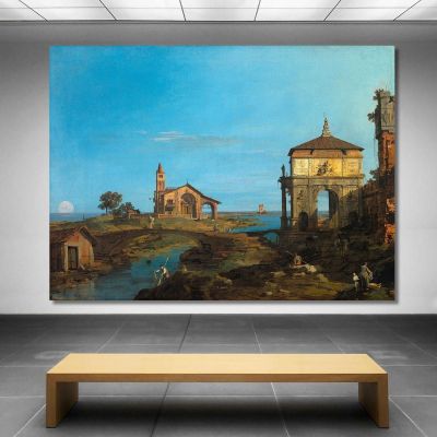 An Island In The Lagoon With A Gateway And A Church Canaletto cnl5 canvas print 