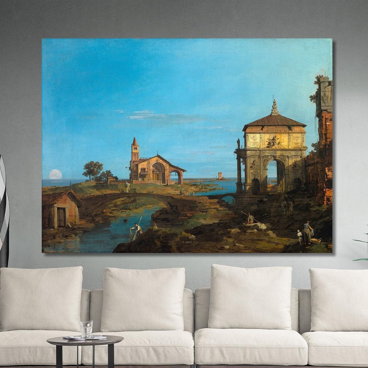 An Island In The Lagoon With A Gateway And A Church Canaletto cnl5 canvas print 