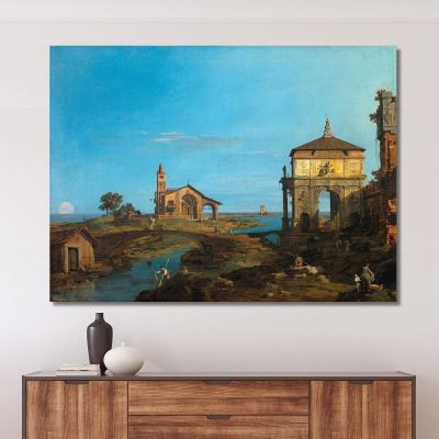 An Island In The Lagoon With A Gateway And A Church Canaletto cnl5 canvas print 