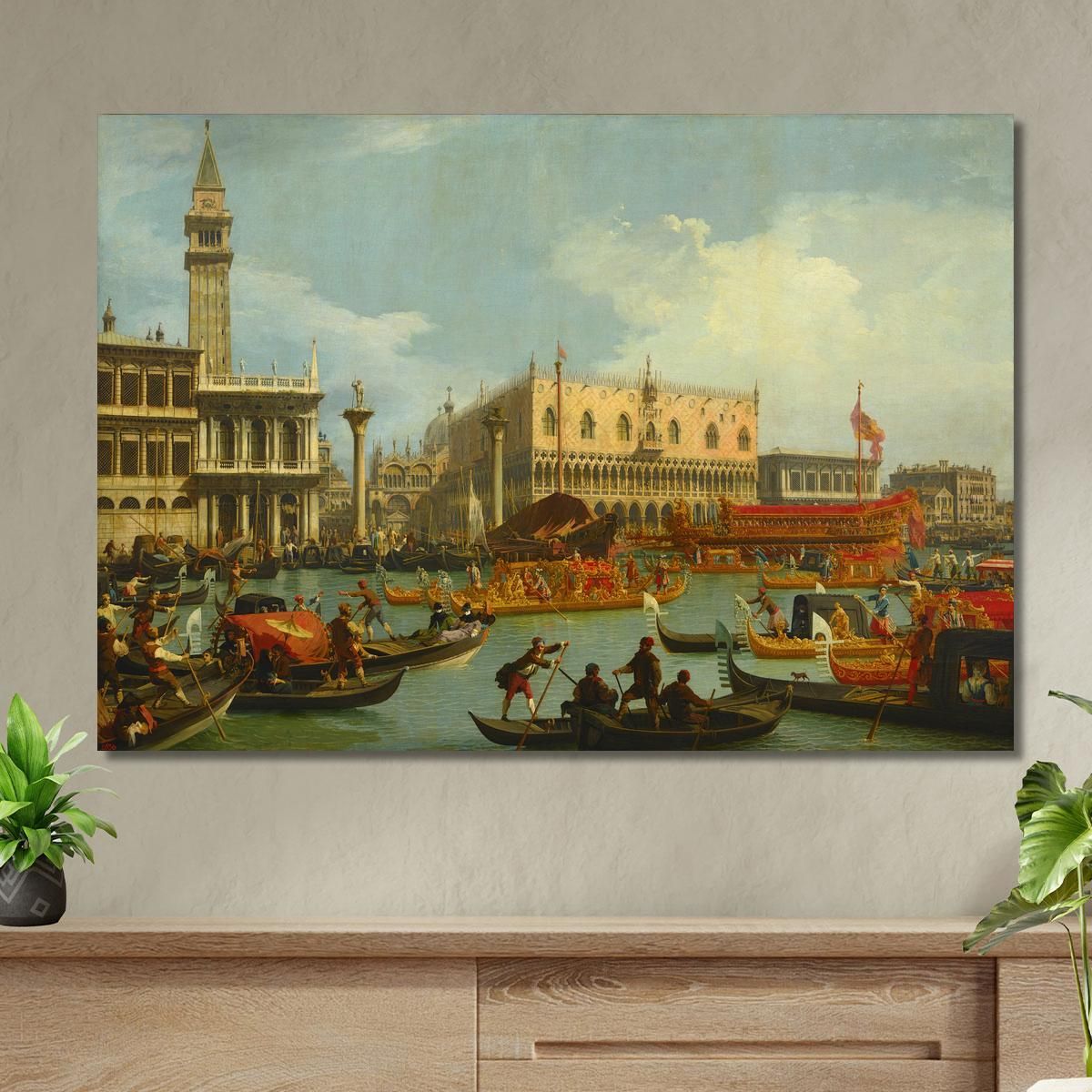 Bucentaur'S Return To The Pier By The Palazzo Ducale Canaletto cnl20 canvas print 