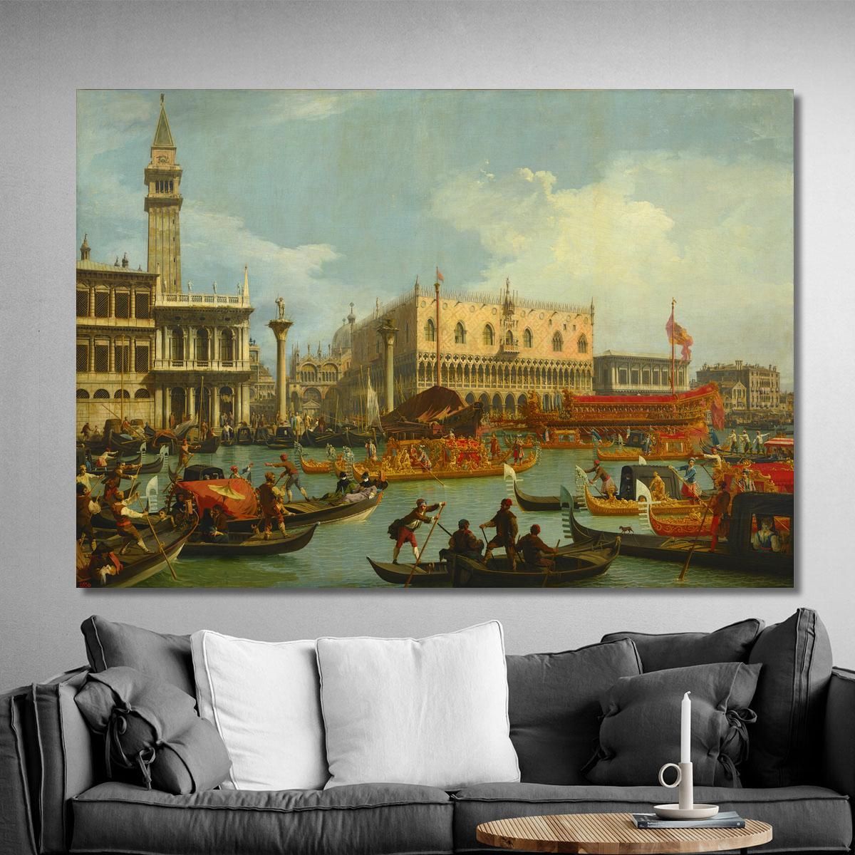 Bucentaur'S Return To The Pier By The Palazzo Ducale Canaletto cnl20 canvas print 