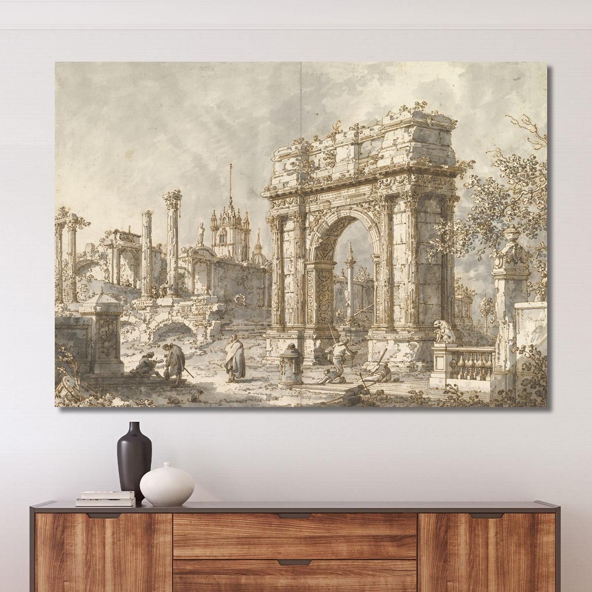 Capriccio With A Roman Triumphal Arch Canaletto cnl22 canvas print 