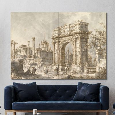 Capriccio With A Roman Triumphal Arch Canaletto cnl22 canvas print 