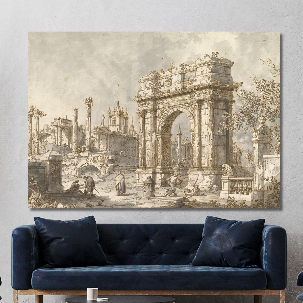 Capriccio With A Roman Triumphal Arch Canaletto cnl22 canvas print 