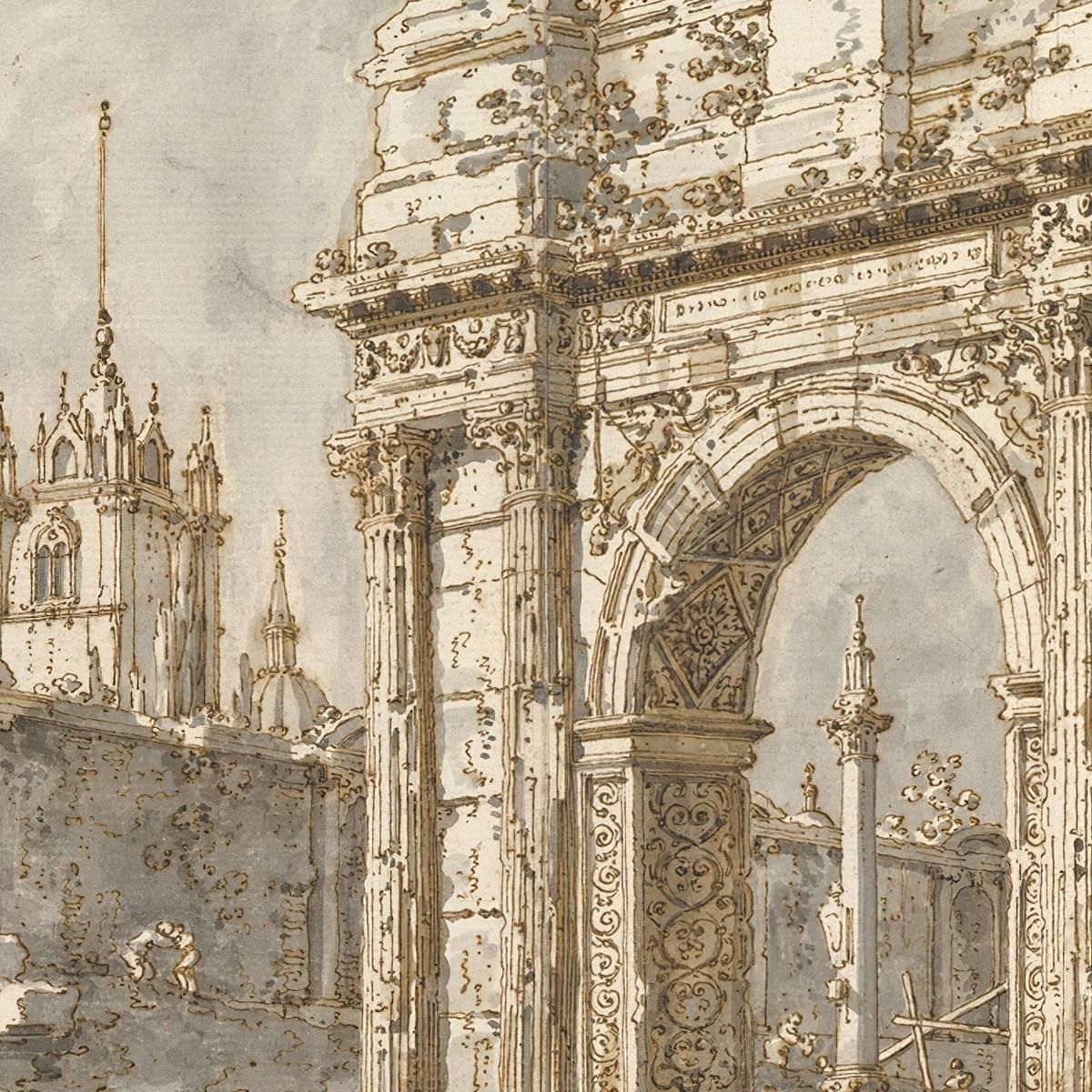 Capriccio With A Roman Triumphal Arch Canaletto cnl22 canvas print