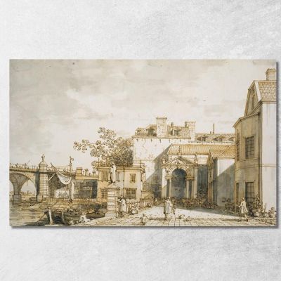 Capriccio With Reminiscences Of Westminster Bridge And Richmond House Canaletto cnl23 canvas print 