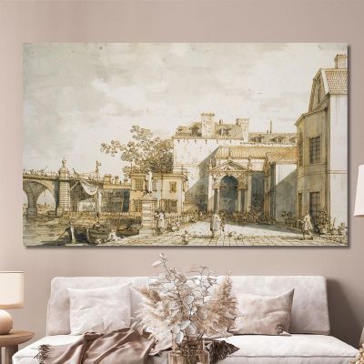 Capriccio With Reminiscences Of Westminster Bridge And Richmond House Canaletto cnl23 canvas print 
