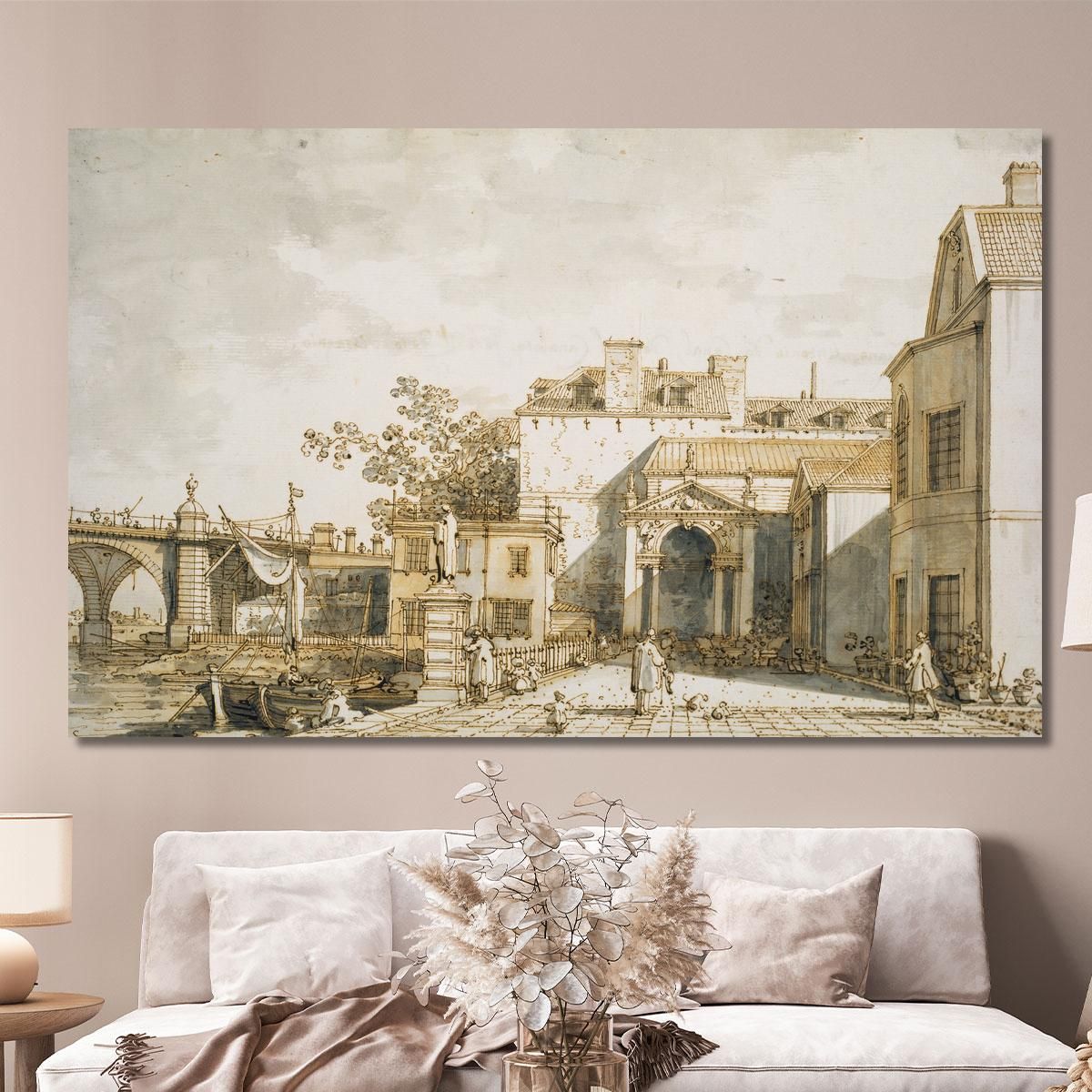 Capriccio With Reminiscences Of Westminster Bridge And Richmond House Canaletto cnl23 canvas print 