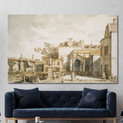 Capriccio With Reminiscences Of Westminster Bridge And Richmond House Canaletto cnl23 canvas print 