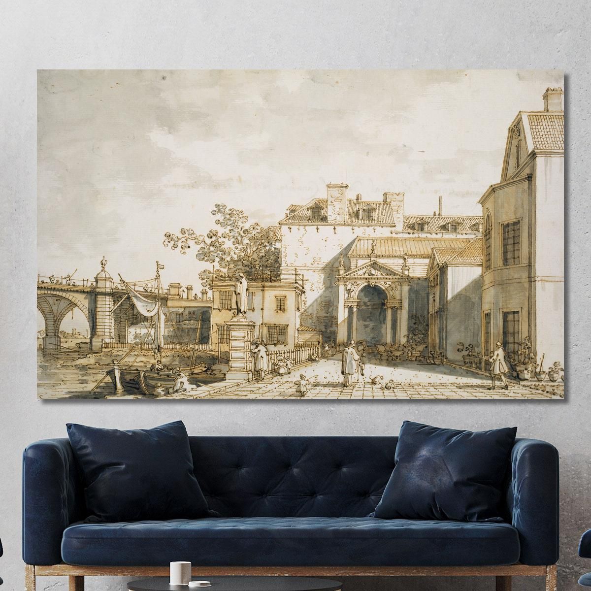 Capriccio With Reminiscences Of Westminster Bridge And Richmond House Canaletto cnl23 canvas print 