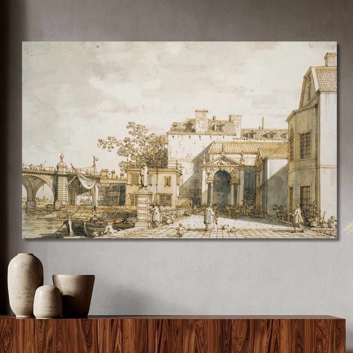 Capriccio With Reminiscences Of Westminster Bridge And Richmond House Canaletto cnl23 canvas print 
