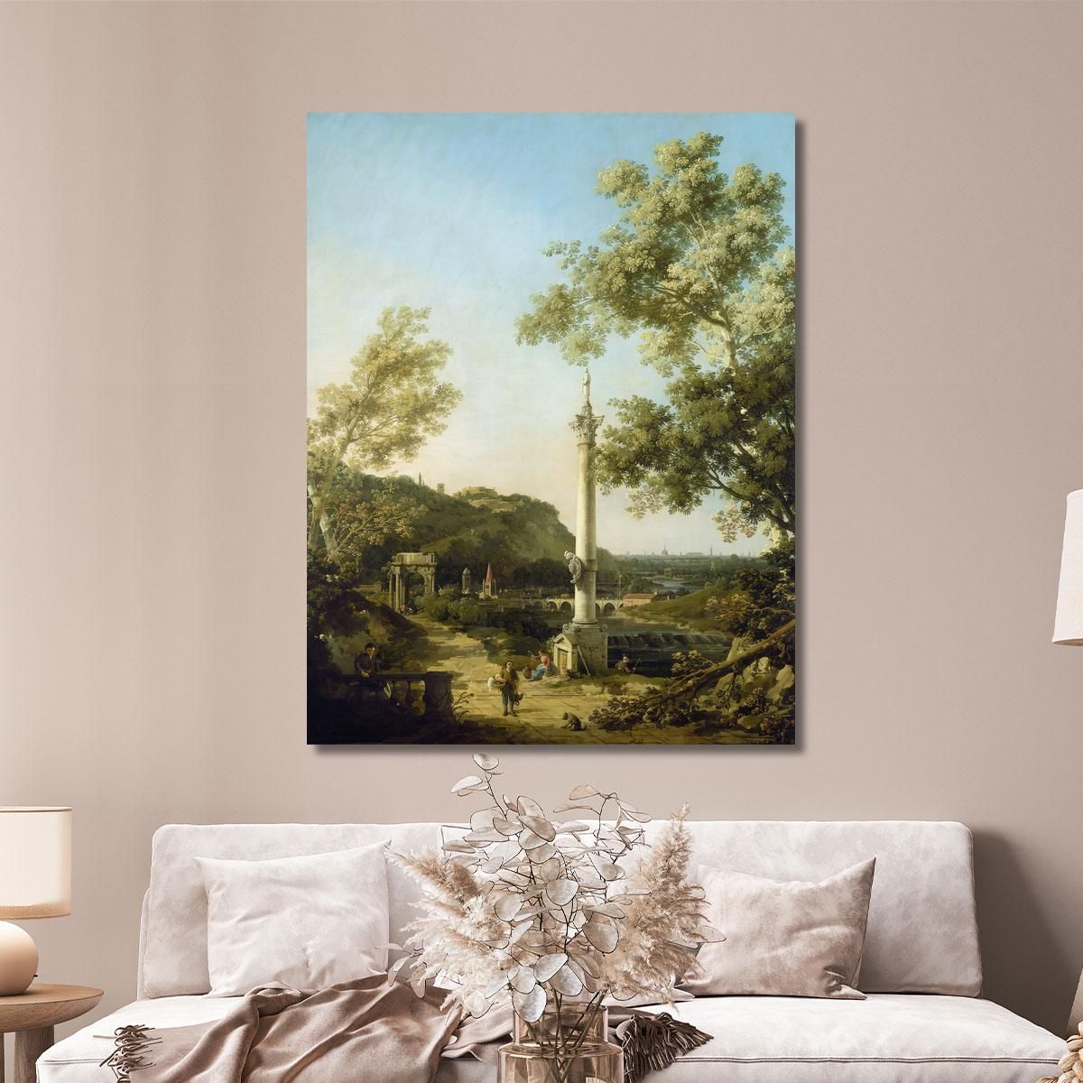 English Landscape Capriccio With A Column Canaletto cnl24 canvas print 