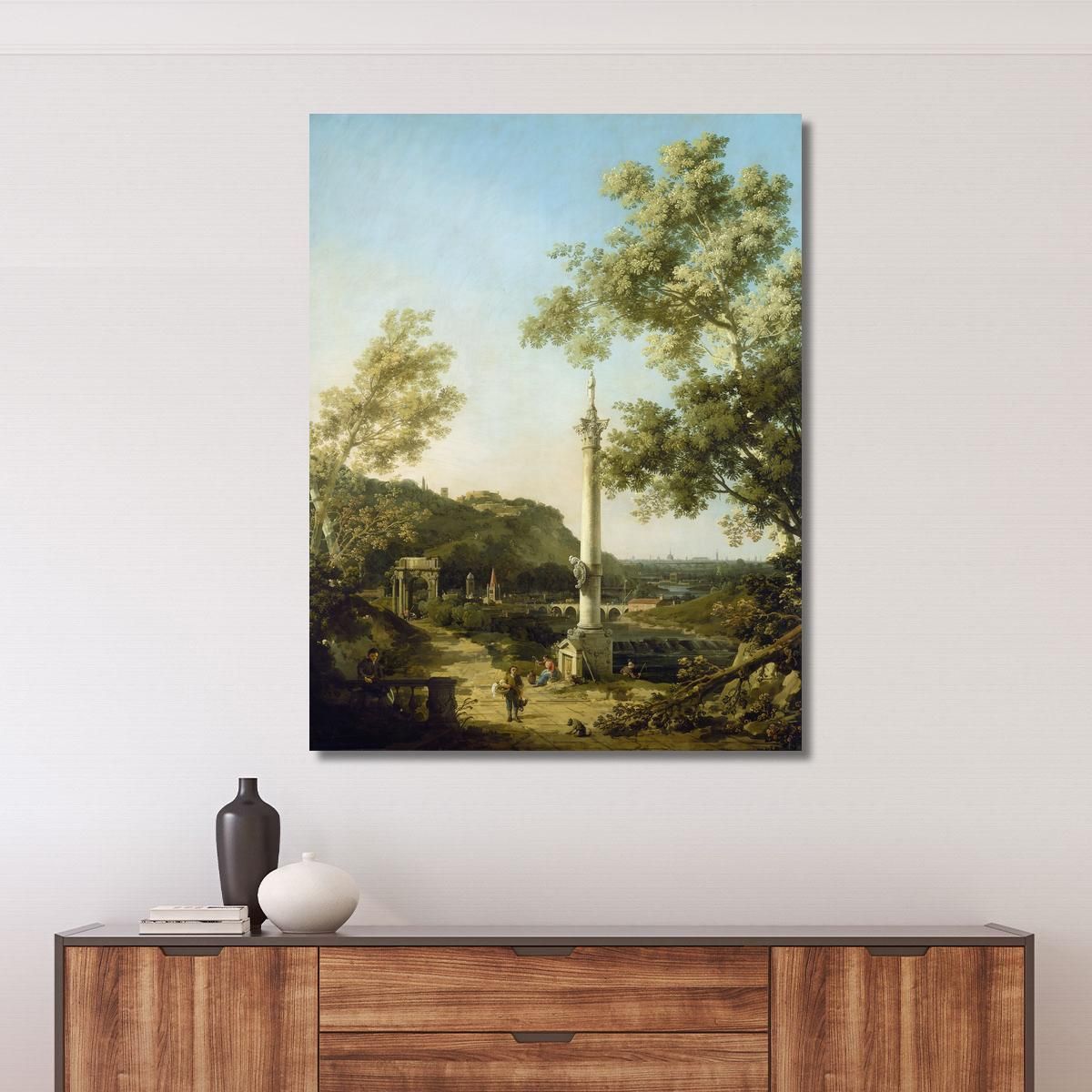 English Landscape Capriccio With A Column Canaletto cnl24 canvas print 