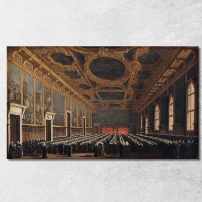 The Doge And Grand Council In The Hall Of The Maggior Consiglio Canaletto cnl44 canvas print 