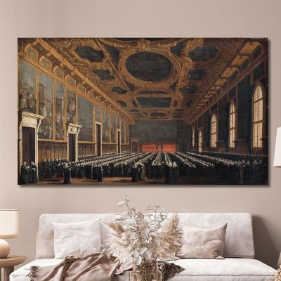 The Doge And Grand Council In The Hall Of The Maggior Consiglio Canaletto cnl44 canvas print 