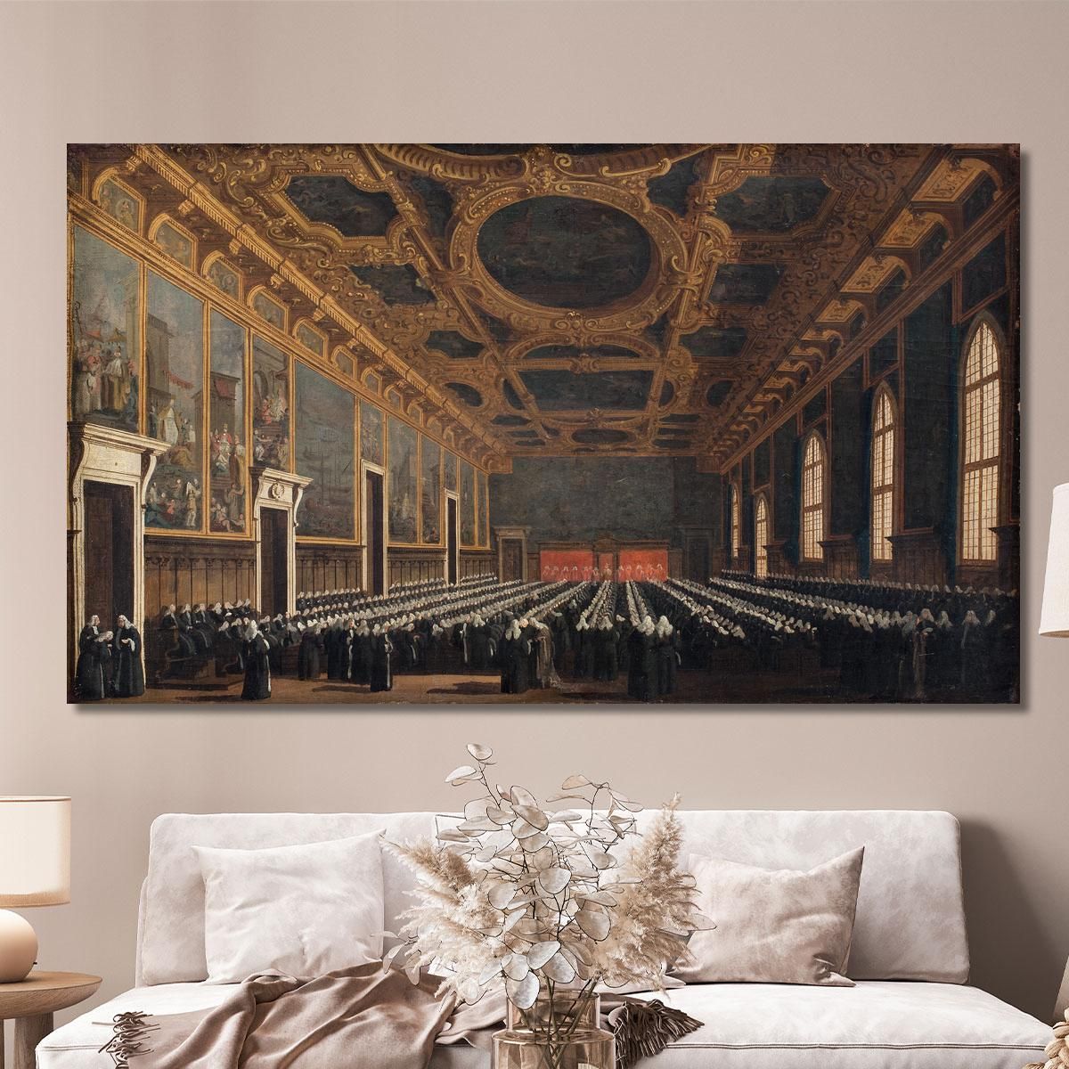 The Doge And Grand Council In The Hall Of The Maggior Consiglio Canaletto cnl44 canvas print 