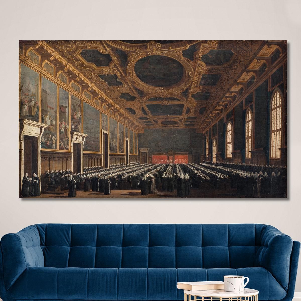 The Doge And Grand Council In The Hall Of The Maggior Consiglio Canaletto cnl44 canvas print 