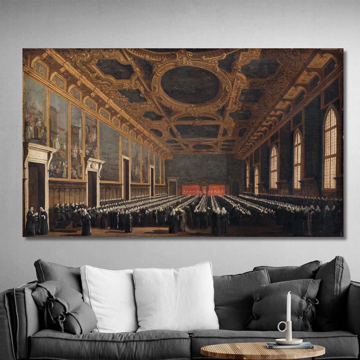 The Doge And Grand Council In The Hall Of The Maggior Consiglio Canaletto cnl44 canvas print 