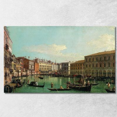 The Grand Canal Venice Looking South Toward The Rialto Bridge Canaletto cnl49 canvas print 