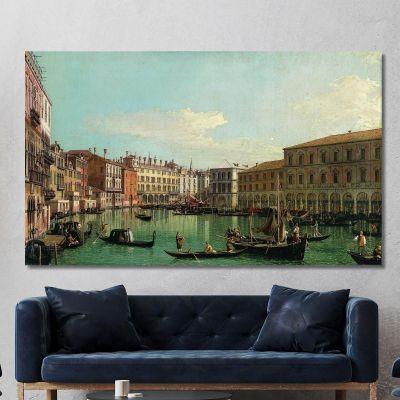 The Grand Canal Venice Looking South Toward The Rialto Bridge Canaletto cnl49 canvas print 