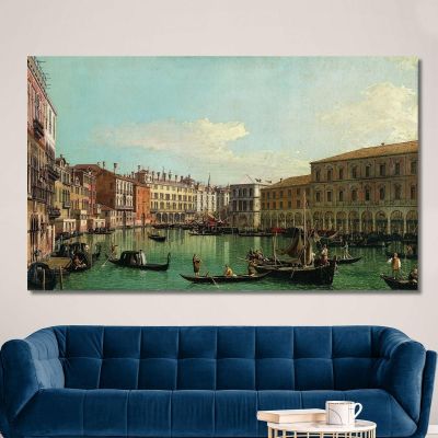 The Grand Canal Venice Looking South Toward The Rialto Bridge Canaletto cnl49 canvas print 