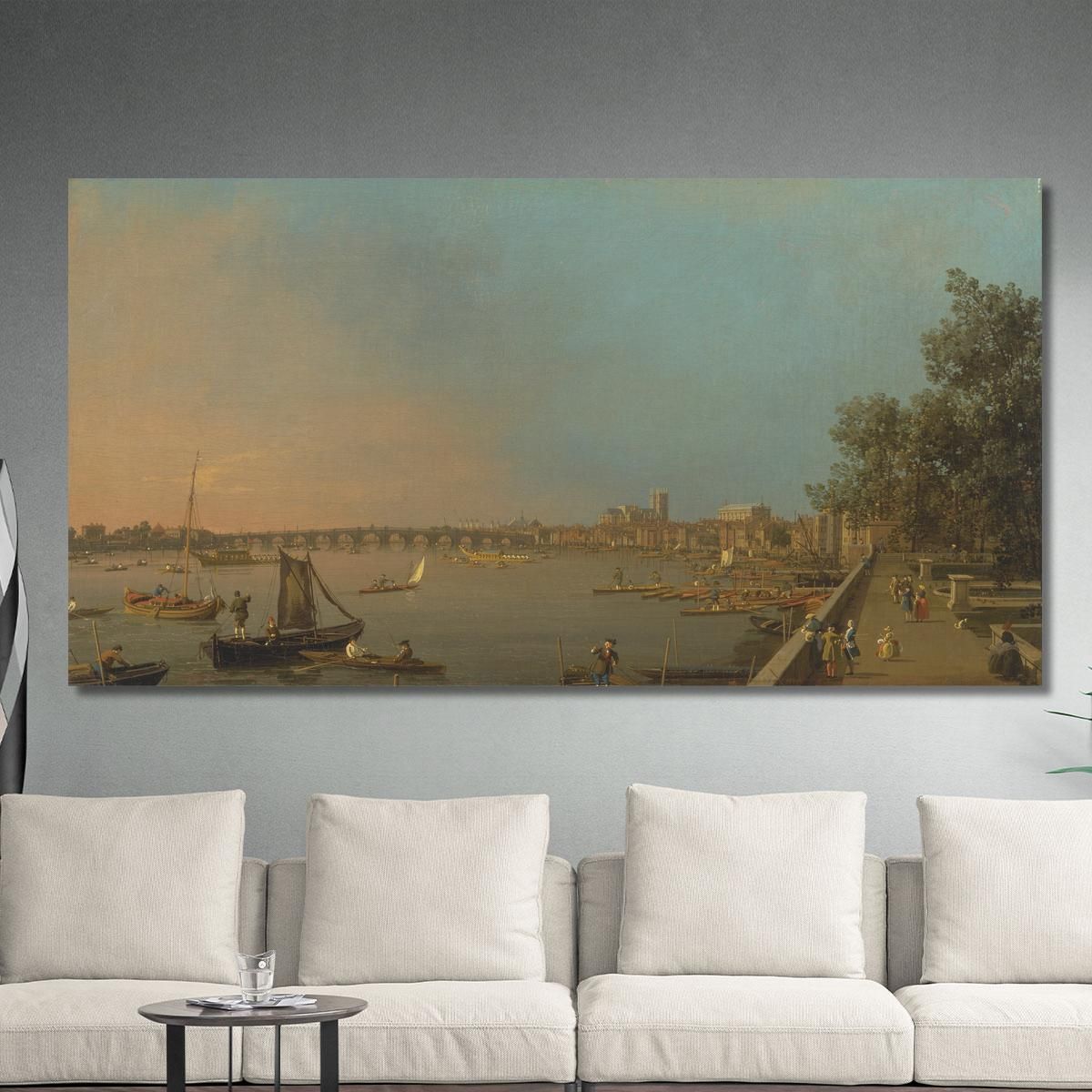 The Thames From The Terrace Of Somerset House Looking Toward Westminster Canaletto cnl55 canvas print 