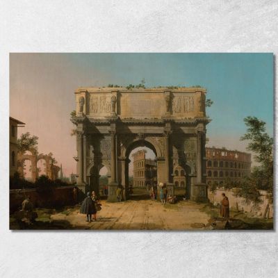 View Of The Arch Of Constantine With The Colosseum Canaletto cnl72 canvas print 